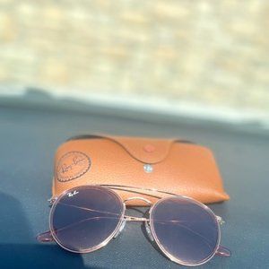 RayBan Round Double Bridge Pink Brown Gradient Sunglasses